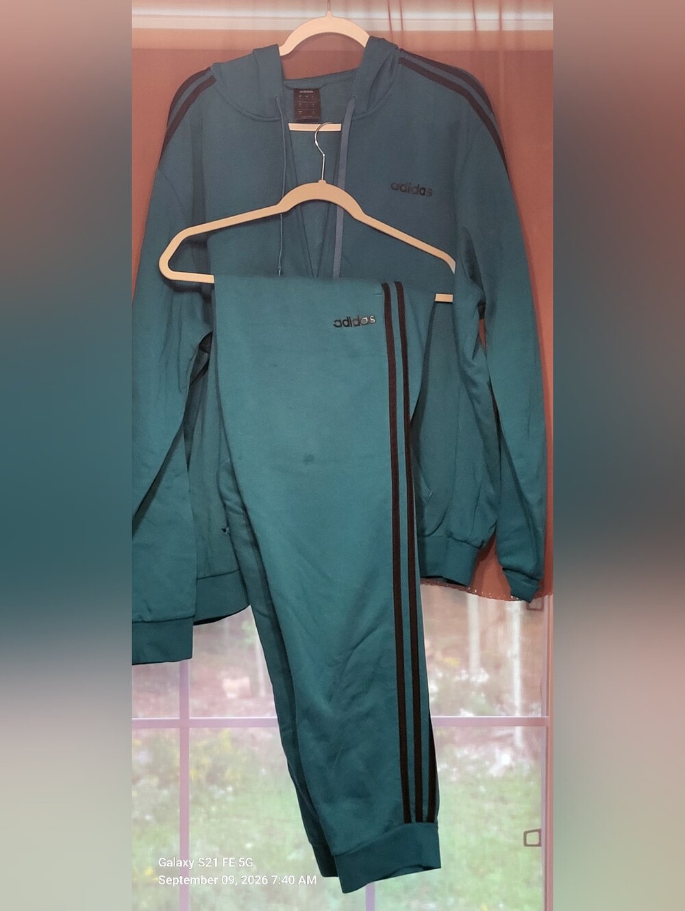 Xl Women's Adidas Teal and Black Womens Hoodie & Jogger Set.
